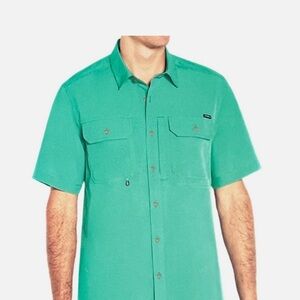 Eddie Bauer Men's Shirt XL Short Sleeve Woven Button Up Tech Shirt Turquoise XL